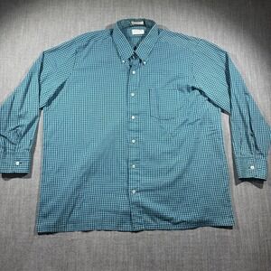 Vintage Sovereign Shirt Mens Big 2XL Blue Check Long Sleeve Button Down USA